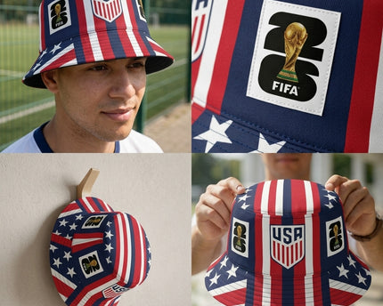 World Cup 2026 USA Patriotic Blue Side Panel Bucket Hat