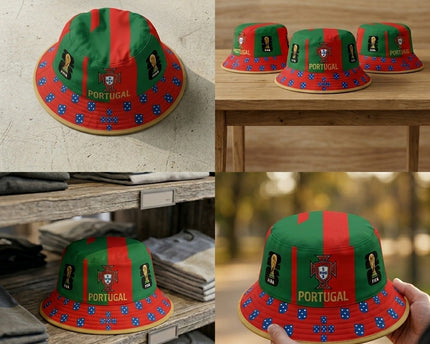 World Cup 2026 Portugal Red Green Block Bucket Hat