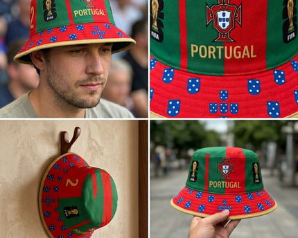 World Cup 2026 Portugal Red Green Block Bucket Hat