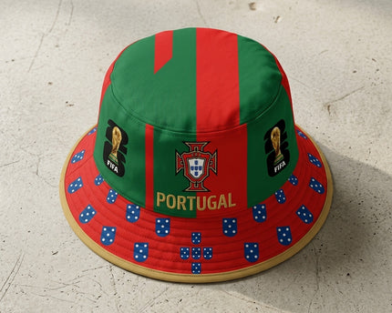 World Cup 2026 Portugal Red Green Block Bucket Hat