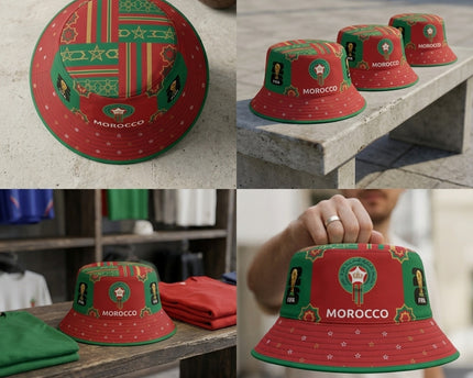 World Cup 2026 Morocco Geometric Brim Bucket Hat