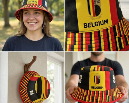 World Cup 2026 Belgium Gold Trim Detail Bucket Hat