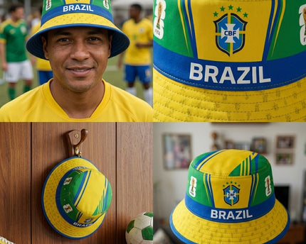 World Cup 2026 Brazil Cross Crown Design Bucket Hat