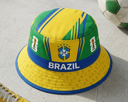 World Cup 2026 Brazil Cross Crown Design Bucket Hat