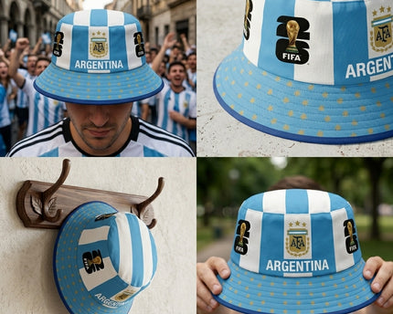 World Cup 2026 Argentina Patterned Brim Bucket Hat
