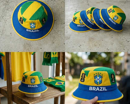 World Cup 2026 Brazil Green Yellow Stripe Bucket Hat