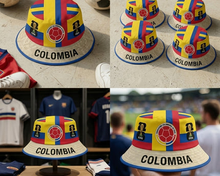 World Cup 2026 Colombia Triple Logo Bucket Hat