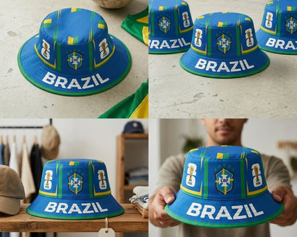 World Cup 2026 Brazil Five Star Crest Bucket Hat