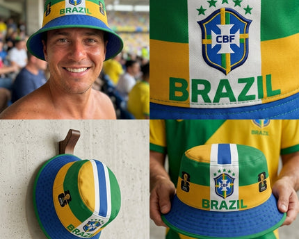 World Cup 2026 Brazil Side Trophy Patch Bucket Hat