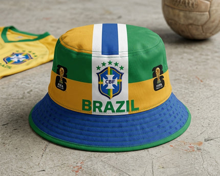 World Cup 2026 Brazil Side Trophy Patch Bucket Hat
