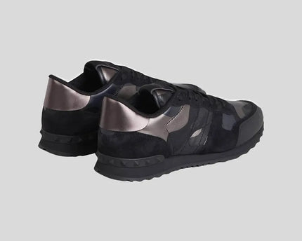 Men's Valentino Camo Rock Runners Black Sneakers