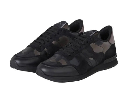 Men's Valentino Camo Rock Runners Black Sneakers
