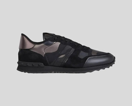 Men's Valentino Camo Rock Runners Black Sneakers