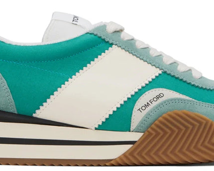 Men's Tom Ford James Mixed Media Low Top Green Sneakers