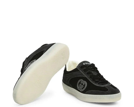 Men's Gucci G75 Logo-Appliquéd Leather-Trimmed Suede Black Sneakers