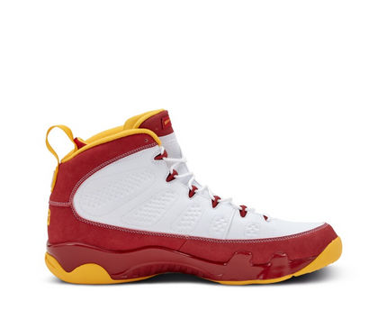 Men's Nike Air Jordan 9 White Red Gold Shoes