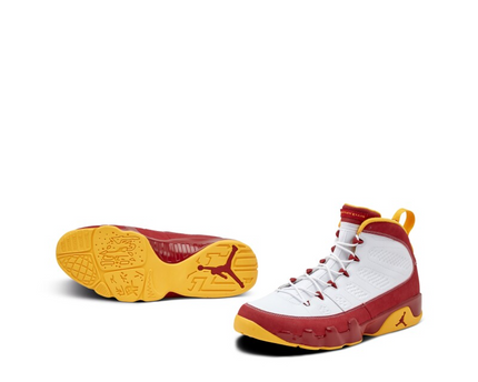 Men's Nike Air Jordan 9 White Red Gold Shoes