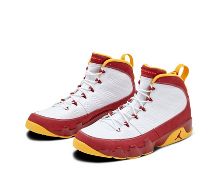 Men's Nike Air Jordan 9 White Red Gold Shoes