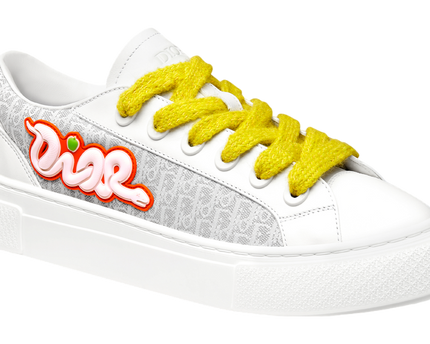 Men's Dior B33 Runner White Gray Calfskin Sneakers
