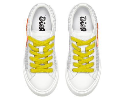 Men's Dior B33 Runner White Gray Calfskin Sneakers
