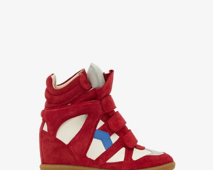 Men's Isabel Marant Bekett Hidden Wedge High Top Red Sneakers