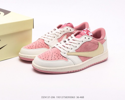 Men's Travis Scott x Air Jordan 1 Retro Low ‘ Shy Pink' Shoes