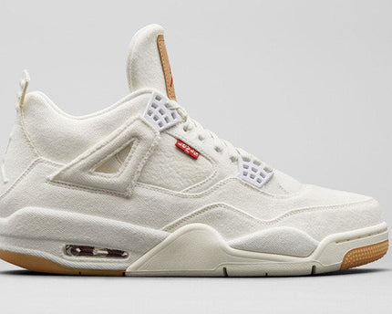 Men's Leviâ€™s x Air Jordan 4 Retro Tripple White Shoes