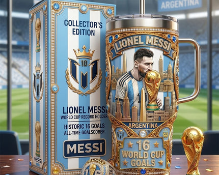 Lionel Messi Historic 16 World Cup Goals Commemorative Tumbler