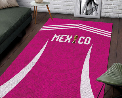 Mexico 2026 Football Pink Area Rug Golden Eagle Victory