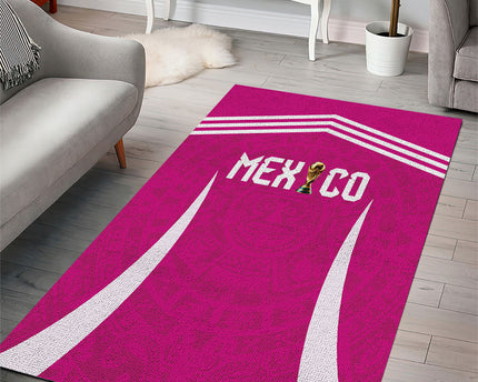 Mexico 2026 Football Pink Area Rug Golden Eagle Victory