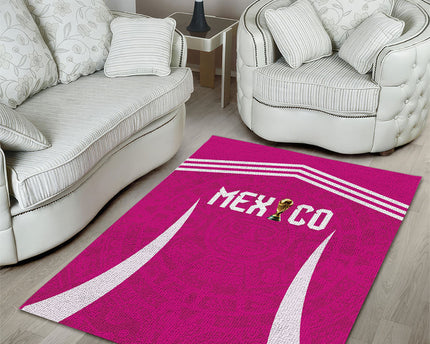 Mexico 2026 Football Pink Area Rug Golden Eagle Victory
