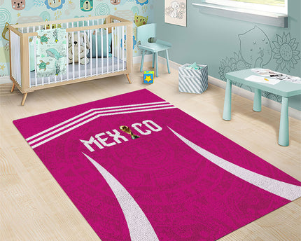 Mexico 2026 Football Pink Area Rug Golden Eagle Victory