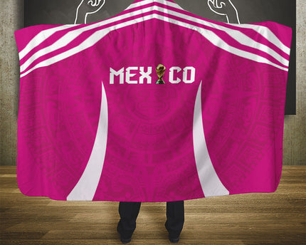 Mexico 2026 Football Pink Hooded Blanket Golden Eagle Victory