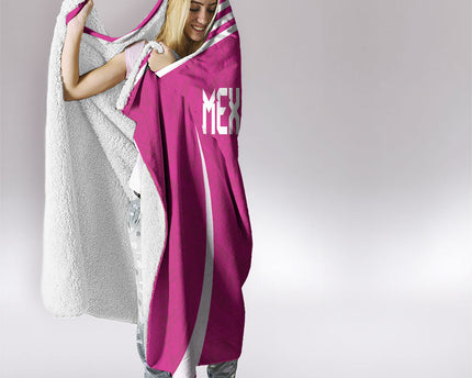 Mexico 2026 Football Pink Hooded Blanket Golden Eagle Victory