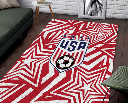 Soccer 2026 USA Area Rug Red Star Stylized