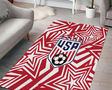 Soccer 2026 USA Area Rug Red Star Stylized