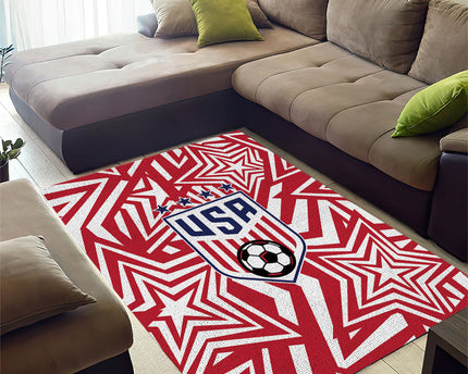 Soccer 2026 USA Area Rug Red Star Stylized