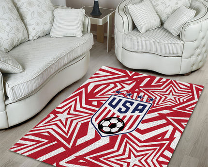 Soccer 2026 USA Area Rug Red Star Stylized