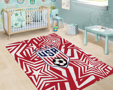 Soccer 2026 USA Area Rug Red Star Stylized