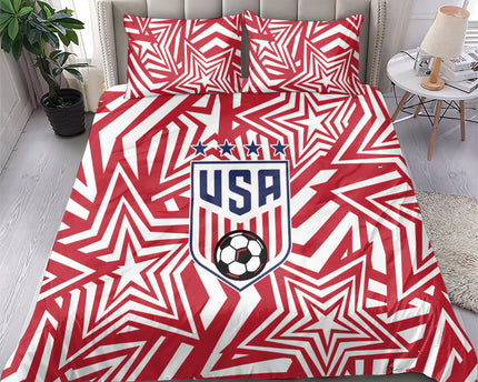 Soccer 2026 USA Bedding Set Red Star Stylized