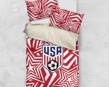 Soccer 2026 USA Bedding Set Red Star Stylized