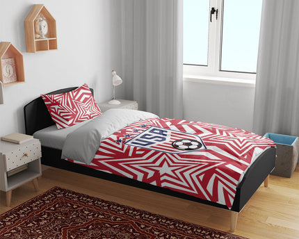 Soccer 2026 USA Bedding Set Red Star Stylized