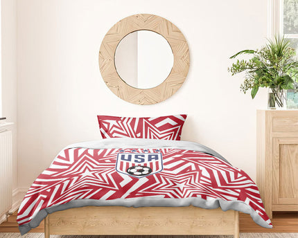 Soccer 2026 USA Bedding Set Red Star Stylized