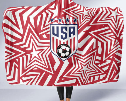 Soccer 2026 USA Hooded Blanket Red Star Stylized
