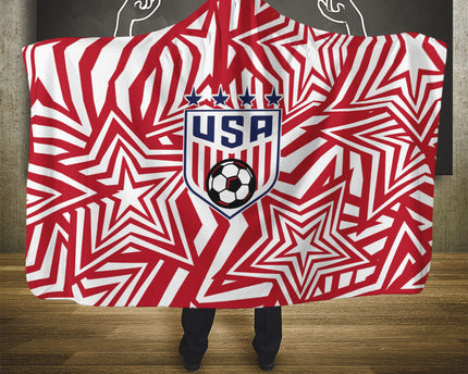 Soccer 2026 USA Hooded Blanket Red Star Stylized