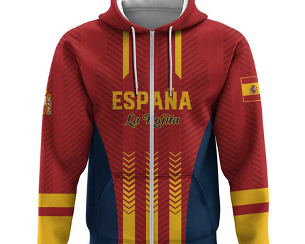 Custom Spain Football Zip Hoodie Go La Rojita