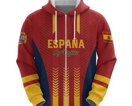 Custom Spain Football Zip Hoodie Go La Rojita