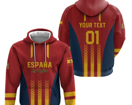 Custom Spain Football Zip Hoodie Go La Rojita