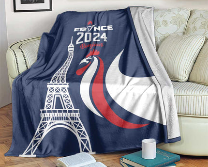 France 2024 Bonjour Blanket Eiffel Tower Gallic Rooster