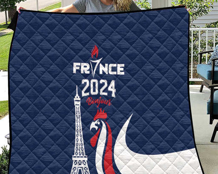 France 2024 Bonjour Quilt Eiffel Tower Gallic Rooster